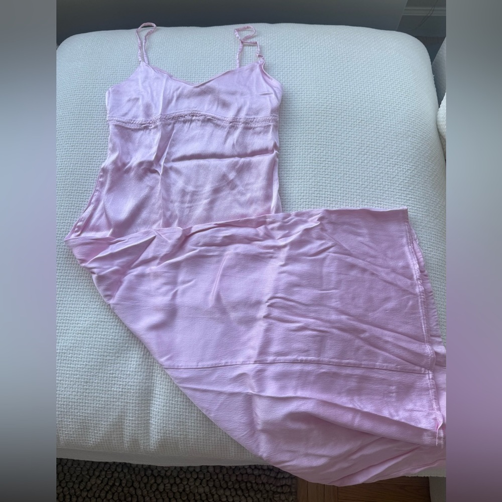 Zara Pale Pink Satin Slip Dress